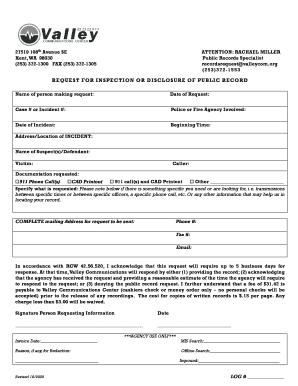 Request for Inspection or Disclosure of Public Record