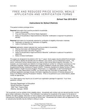 Free and Reduced Price School Meals Application