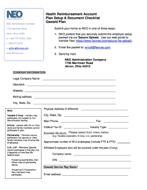 Health Reimbursement Account Setup Checklist