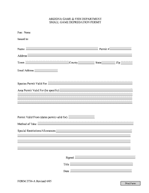 Arizona Small Game Depredation Permit