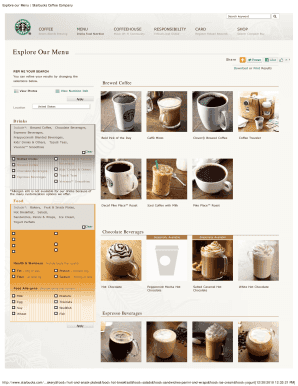 Explore our Menu Starbucks Coffee Company - dfwi