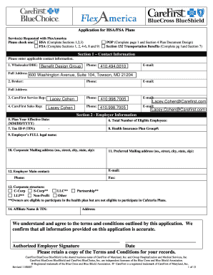 Application for HSA/FSA Plans
