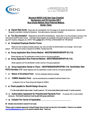 Maryland MSGR New Case Checklist