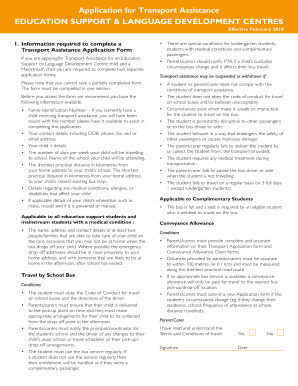 Transport Assistance Application Form