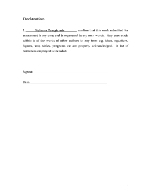 Disciplinary tracker template - Declaration I, Stylianos Basagiannis , confirm that this work submitted for assessment is my own and is expressed in my own words - users auth