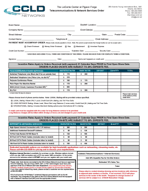 LeConte Center Telecommunications Order Form