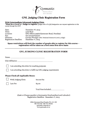 GNL Judging Clinic Registration Form - gymnasticsnlca - gymnastics nl