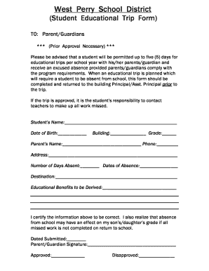 Student Educational Trip Form