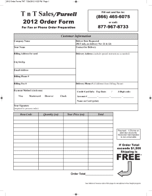 2012 Order Form