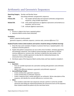 Arithmetic and Geometric Sequences Lesson Plan
