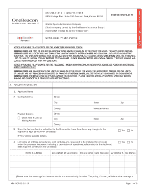 Media Liability Application