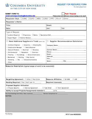 Request for Resource Form
