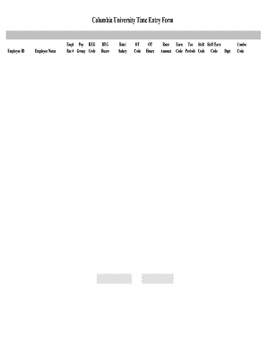Columbia University Time Entry Form