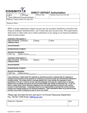Direct Deposit Authorization Form