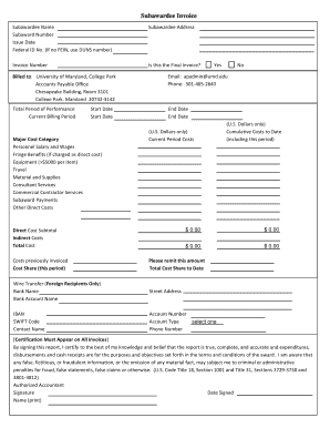Subawardee Invoice Form