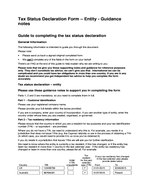 Tax Status Declaration Form – Entity