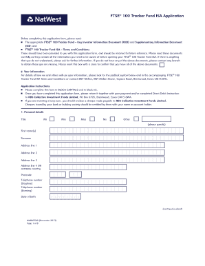 FTSE 100 Tracker Fund ISA Application