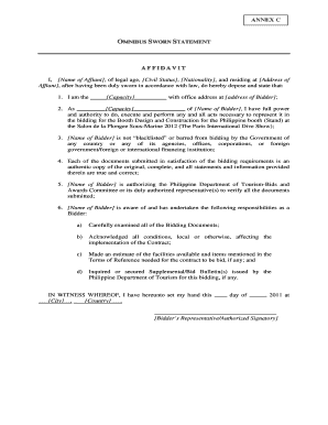 Sworn construction statement template mn - Omnibus Sworn Statement Annex C-Salon de la Plongee