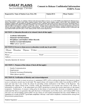 FERPA Consent to Release Confidential Information