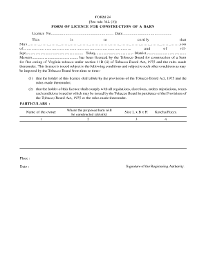 Tobacco Barn Construction License