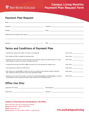Campus Living Monthly Payment Plan Request Form