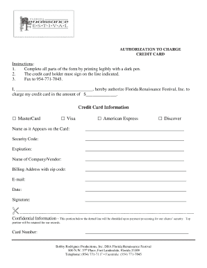 Authorization to Charge Credit Card