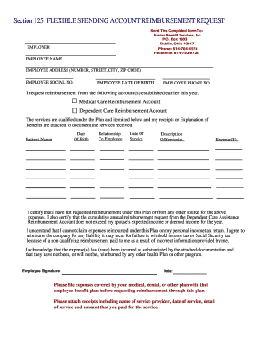 Flexible Spending Account Reimbursement Request