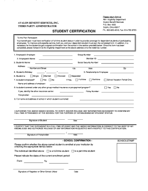 Student Certification Form