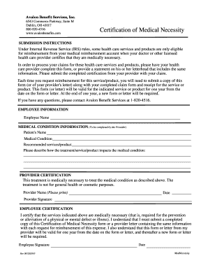 Certification of Medical Necessity