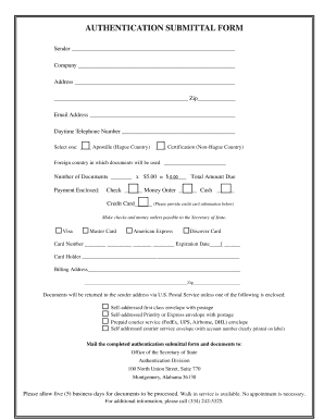 Authentication Submittal Form