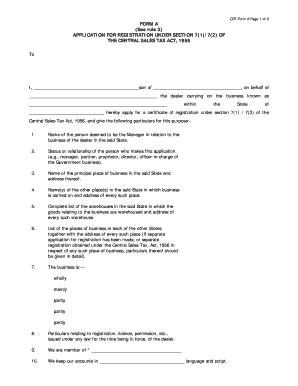 CST Form A Application