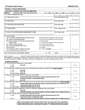 ACTwatch Outlet Survey Nigeria 2013