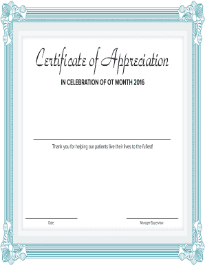 Certificate of Appreciation