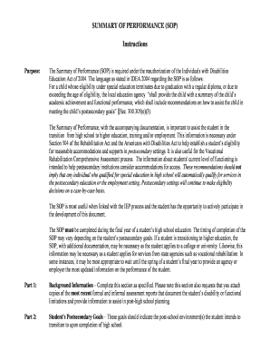 Sop full form - SUMMARY OF PERFORMANCE SOP - Youth on the Move - youth-move