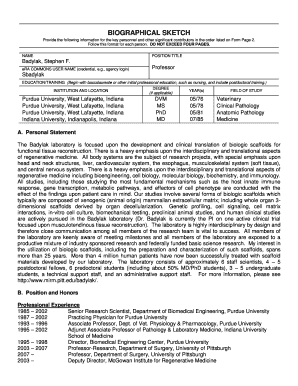 Biographical Sketch Form