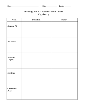 Weather and Climate Vocabulary Worksheet