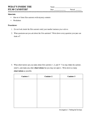 Science Investigation Form