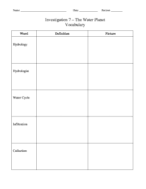 Science Vocabulary Worksheet