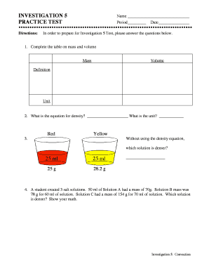 Investigation 5 Practice Test