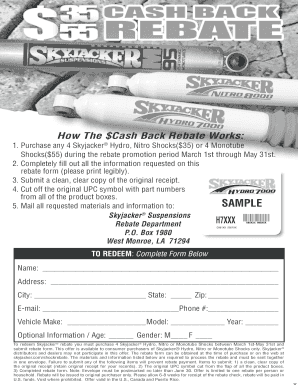 Skyjacker Shock Rebate Form