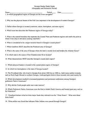 Georgia Studies Study Guide