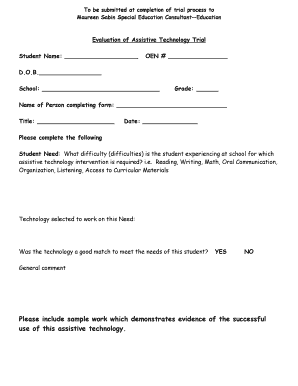 Evaluation of Assistive Technology Trial