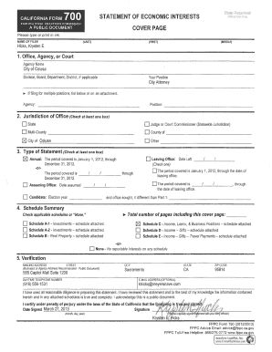 California Form 700 Statement of Economic Interests