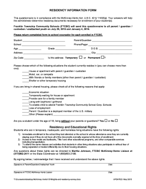 RESIDENCY INFORMATION FORM - webdbftcsck12inus