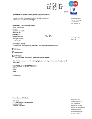 Blokkeren/Deblokkeren/Beëindigen contract