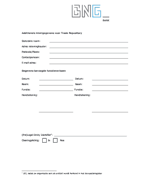 Additionele klantgegevens voor Trade Repository