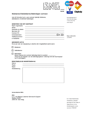 Blokkeren/Deblokkeren/Beëindigen contract
