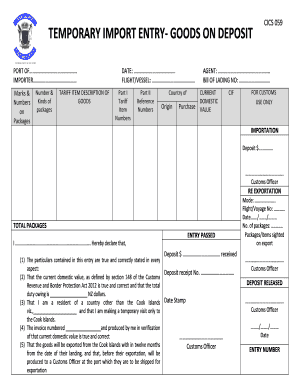 Temporary Import Entry Form