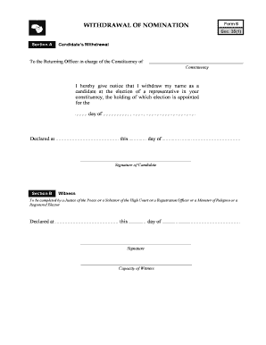 Candidate Nomination Withdrawal Form