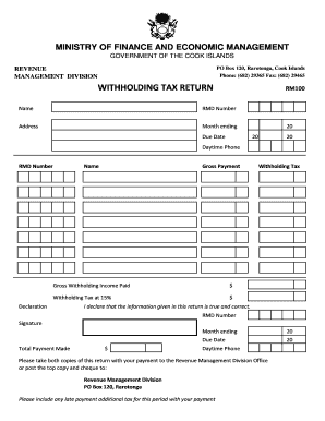 Cook Islands Withholding Tax Return